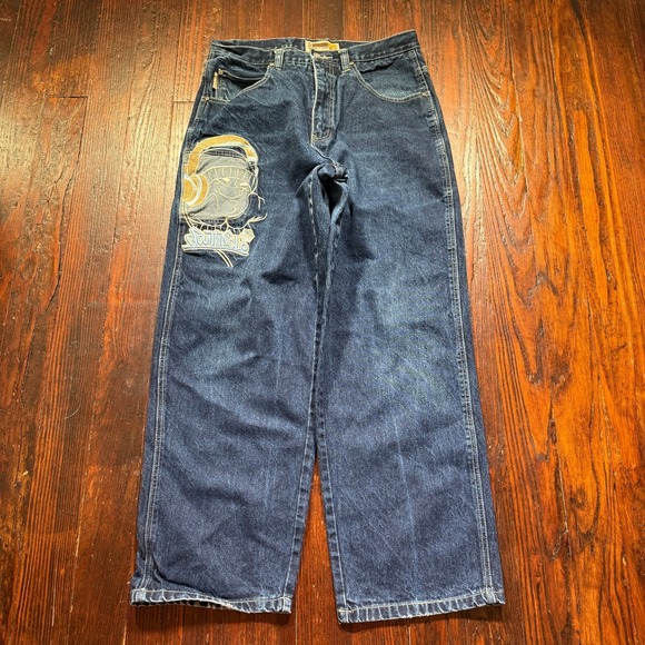 Vintage Southpole Jeans Mens 34x30 Blue Fat Albert Embroidered Baggy Y2K Hip Hop
